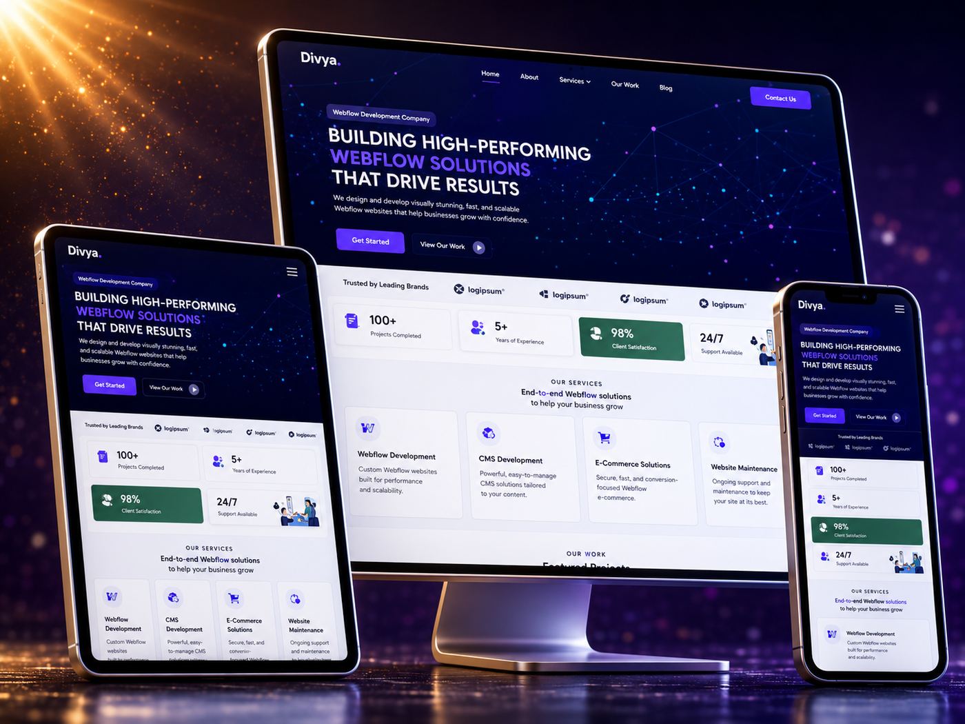 Premium image and text website banner
